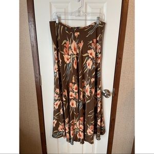 100% Silk Floral Maxi Skirt